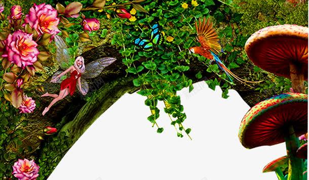 森林精灵png免抠素材_新图网 https://ixintu.com 儿童乐园 六一儿童节 动画 卡通造型 奇幻森林 树木 梦幻 森林公园 森林精灵 精灵 花朵 蘑菇