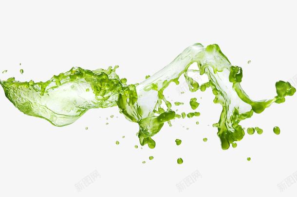 绿色果汁png免抠素材_新图网 https://ixintu.com 实物 悬浮果汁 液体 空中 绿色果汁 绿色食品 饮料
