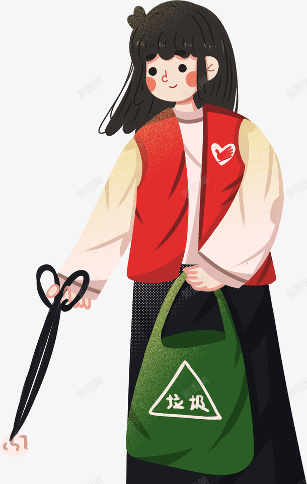 志愿者女孩环保创卫红衣女孩png免抠素材_新图网 https://ixintu.com 创卫 女孩 志工部 志愿者 漫画女 环保 红衣女孩 青年志愿者