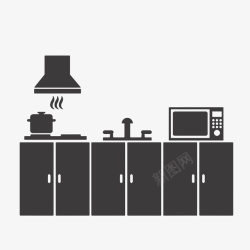 卡通吸油烟机黑色扁平化厨房图标高清图片
