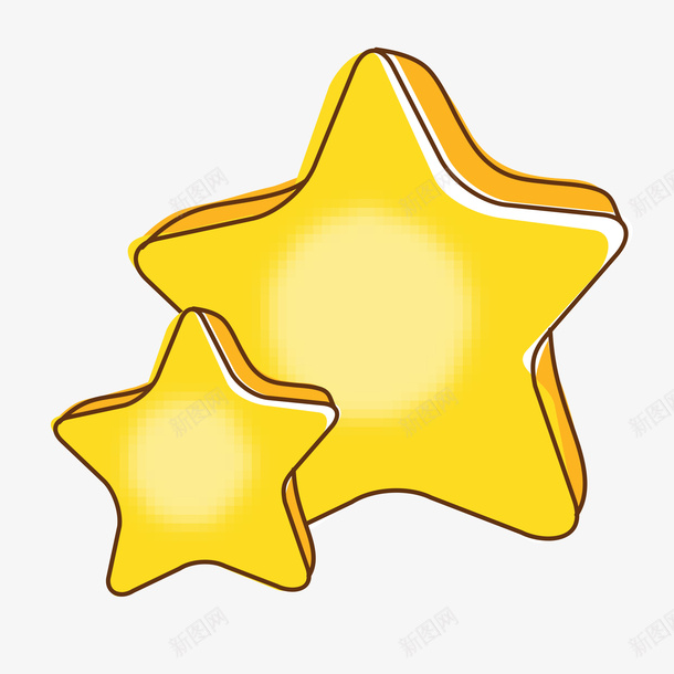 手绘卡通两颗黄色的立体星星png免抠素材_新图网 https://ixintu.com 两颗黄色的立体星星 儿童节装饰 动画 小星星 星星插画 装饰