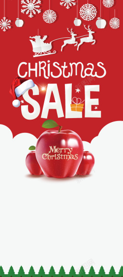 水果大促销圣诞节平安夜红色扁平平安果促销展架高清图片