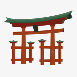 日本牌坊一座扁平化的日本寺庙牌坊高清图片