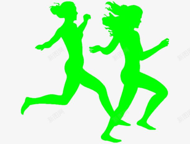 跑步剪影png免抠素材_新图网 https://ixintu.com 剪影 女性健康 好身材 绿色 锻炼