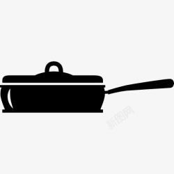平盖平盖的锅做饭的厨房工具从侧面图标高清图片