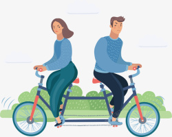 情侣户外游骑着双人自行车的男女矢量图高清图片