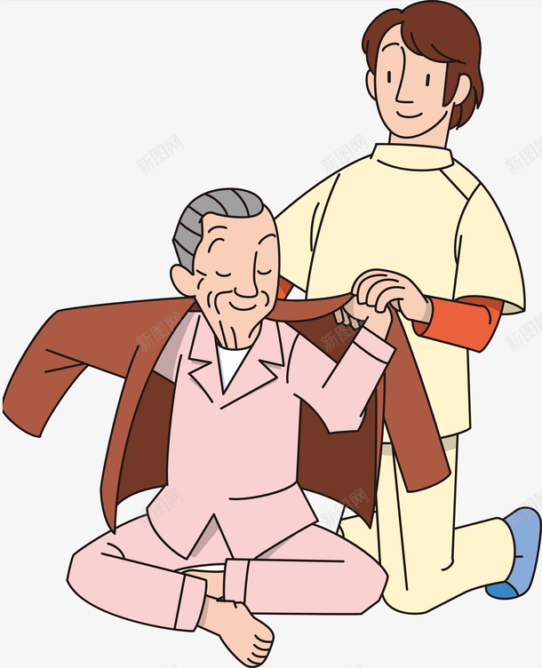 穿衣服的老人png免抠素材_新图网 https://ixintu.com 卡通 手绘 护士 护工 温馨的 照顾 细心地