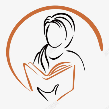 看书的女生书店logo图标图标