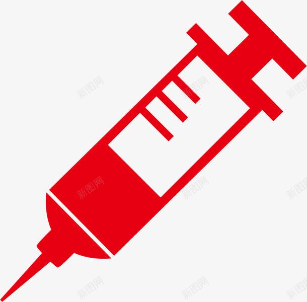 红色注射器png免抠素材_新图网 https://ixintu.com 卡通 打针 生物医药 疫苗打针
