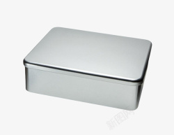 银色光滑的金属盒子实物素材