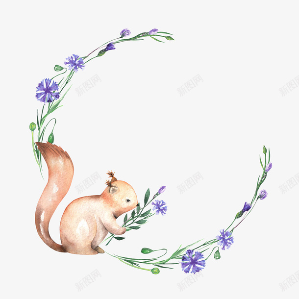 卡通手绘可爱的小兔子png免抠素材_新图网 https://ixintu.com 动漫动画 卡通手绘 可爱的 小兔子 紫色的 美丽的花环 花朵