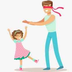 游戏时间父亲和女儿玩捉迷藏插画矢量图高清图片
