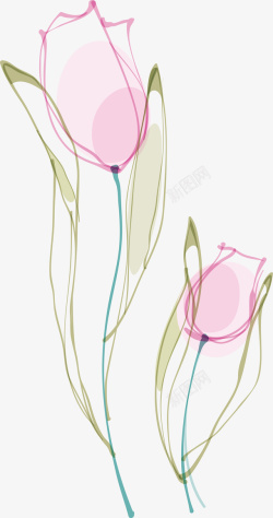百合花束手绘一支百合花立体百合花矢量图高清图片