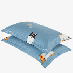 枕头套一对装狗狗图案情侣枕头套高清图片