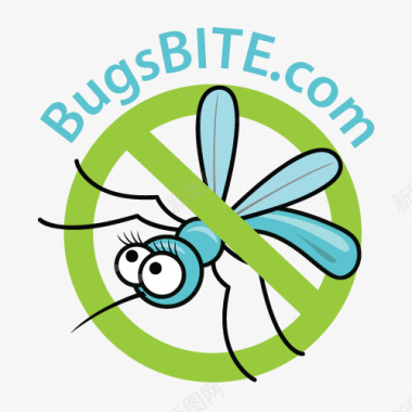 卡通可爱的绿色清新禁止蚊子图标图标