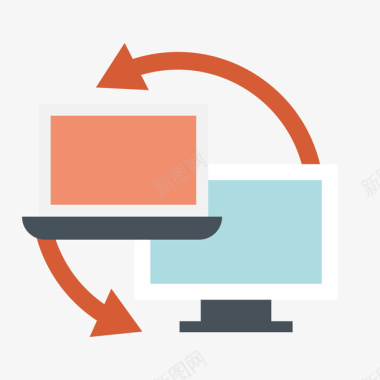 彩色扁平化电脑交换元素图标图标