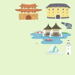 天后手绘矢量旅游台湾景点地图天后宫海报背景高清图片