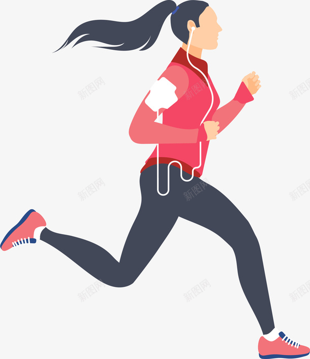 马拉松听歌跑步的女人png免抠素材_新图网 https://ixintu.com 听歌跑步 慢跑 跑步的女人 跑步运动 锻炼 马拉松