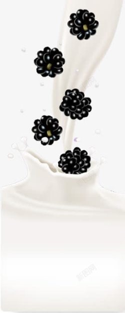 黑色树莓牛奶素材