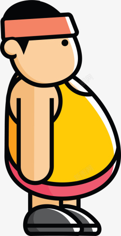 量肚子的胖男人黄色卡通大肚子男人高清图片