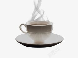 瓷杯中冒热气的饮料白色热茶茶杯高清图片