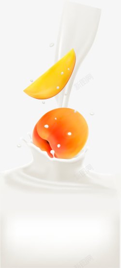 白色黄桃牛奶素材
