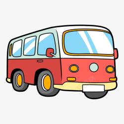 公交出行红色巴士汽车简笔画高清图片