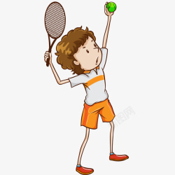 女运动员打网球插画男孩打网球卡通插画矢量图高清图片