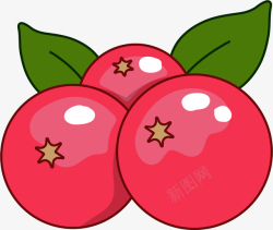 大红色卡通蔓越莓粉红色圆形蔓越莓矢量图高清图片