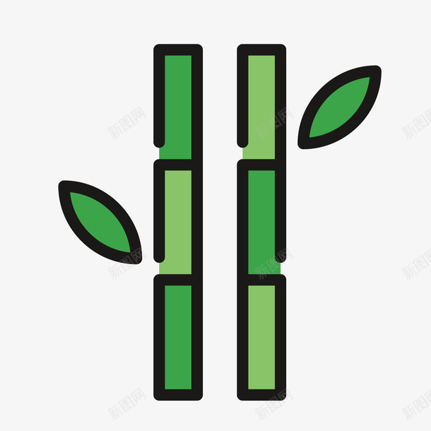 绿色竹子png免抠素材_新图网 https://ixintu.com 手绘 树叶 植物 生长 竹节 纹理 线稿 绿色 自然