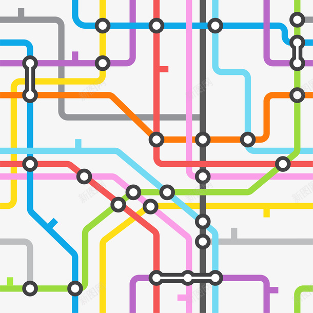 城市地铁线路装饰png免抠素材_新图网 https://ixintu.com 交通线路图 卡通地图 地图 地铁线路 城市地铁线路 铁路运输图