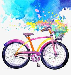 矢量彩绘自行车彩绘版的自行车高清图片