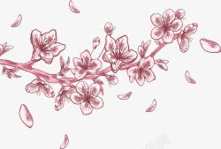 三生花手绘飞舞的花瓣高清图片