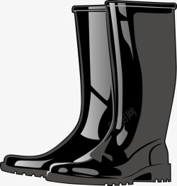 雨具插图黑色手绘可爱橡胶雨鞋高清图片