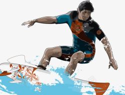 滑板冲浪说明水上冲浪极限运动插画高清图片