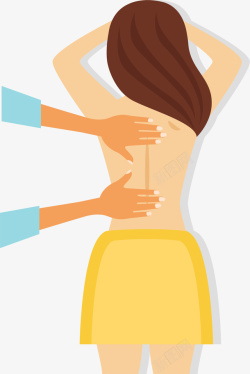 治疗师卡通背部按摩女性高清图片