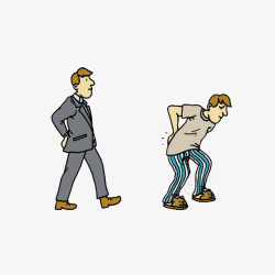 腰痛男子卡通不同程度腰痛的人走路方式素高清图片
