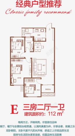 三房两厅地产海报户型高清图片