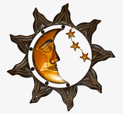 金属太阳造型太阳月亮金属装饰物高清图片