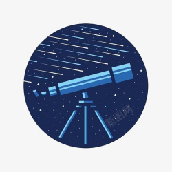 蓝色天文背景扁平化望远镜高清图片
