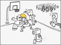 线条篮球手绘篮球场地卡通高清图片