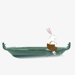 小兔子划船素材