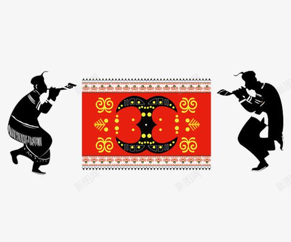 彝族装饰图案png免抠素材_新图网 https://ixintu.com 吹乐器 彝族 民族 牛角 红色 装饰图案 边框
