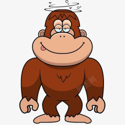 吐舌头猴子卡通眩晕的猩猩高清图片