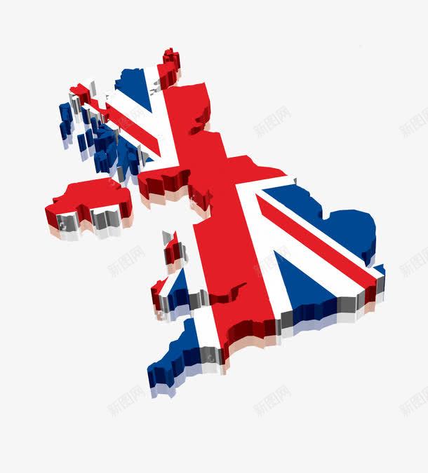 英国国旗地图png免抠素材_新图网 https://ixintu.com 国旗 地图 板块 立体 英国 英国地图