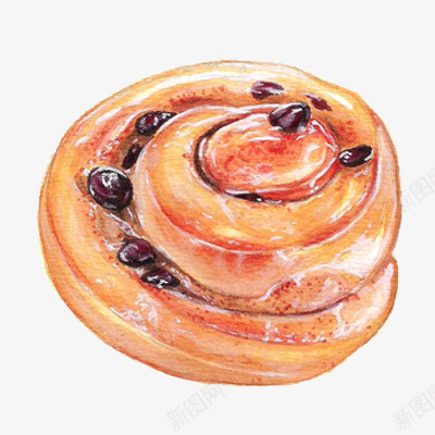 红豆螺旋圈面包png免抠素材_新图网 https://ixintu.com 手绘 甜点 红豆面包 食物