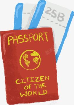 手绘护照素材