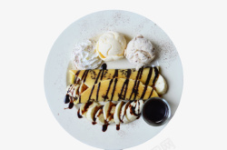香蕉冰淇淋香蕉华夫饼冰淇淋和巧克力高清图片