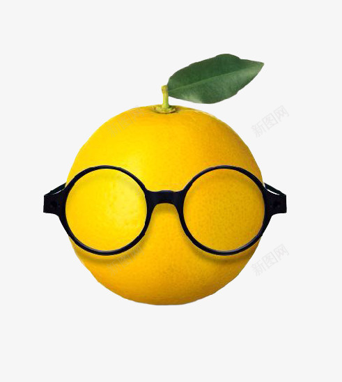 可爱黑框眼镜橙子png免抠素材_新图网 https://ixintu.com 橙子 调皮可爱 黄色橙子 黑框眼镜