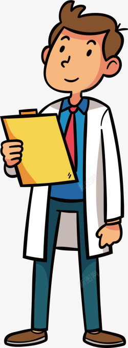 戴眼镜的医生手绘卡通开处方的医生矢量图高清图片